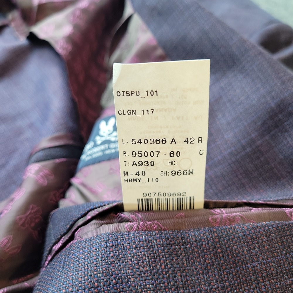 Psycho Bunny Blazer Men's 42R‎ Purple Wool Robert Godley Union Skull Lining - Picture 8 of 13